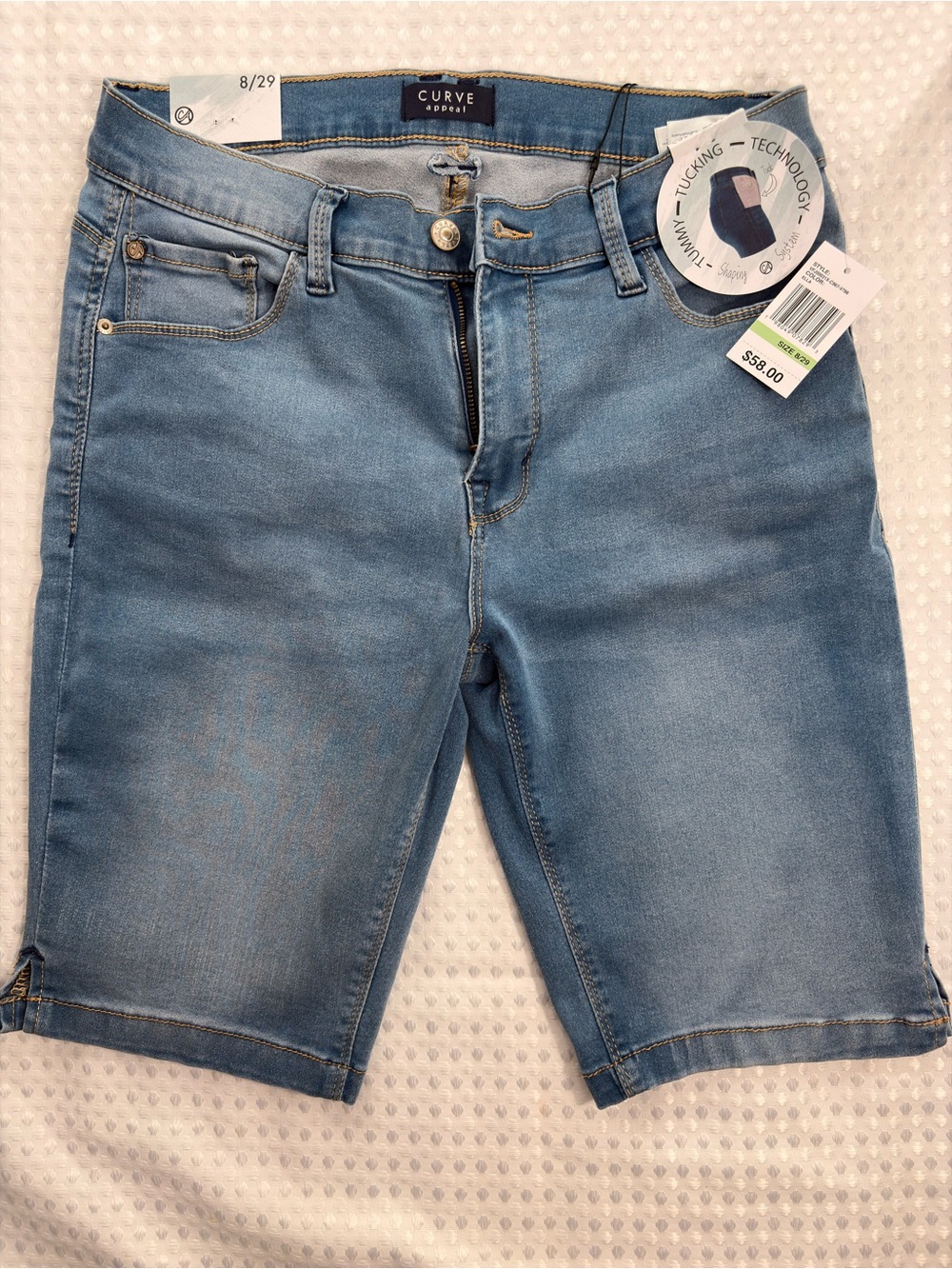 Curve Apparel Women's Light Blue Denim Jean Shorts 8 NWT
